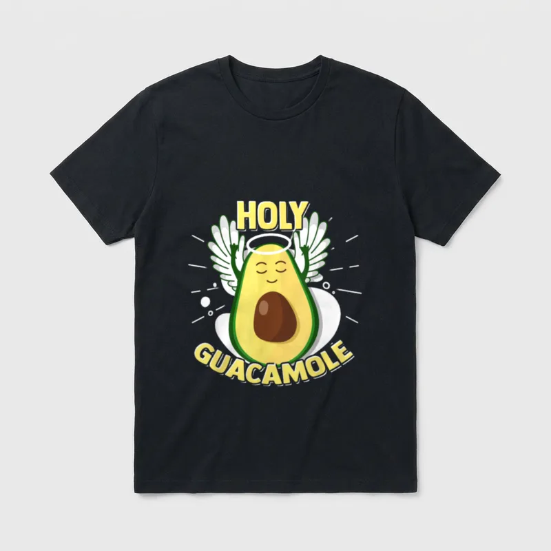 Avocado Salad Lifestyle Fitness T-Shirt – Angel avocado with wings halo and holy guacamole text – Classic T-Shirt in Black