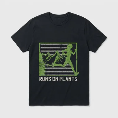 Funny Vegan Running Plan-Based T-Shirt – Classic T-Shirt in Black