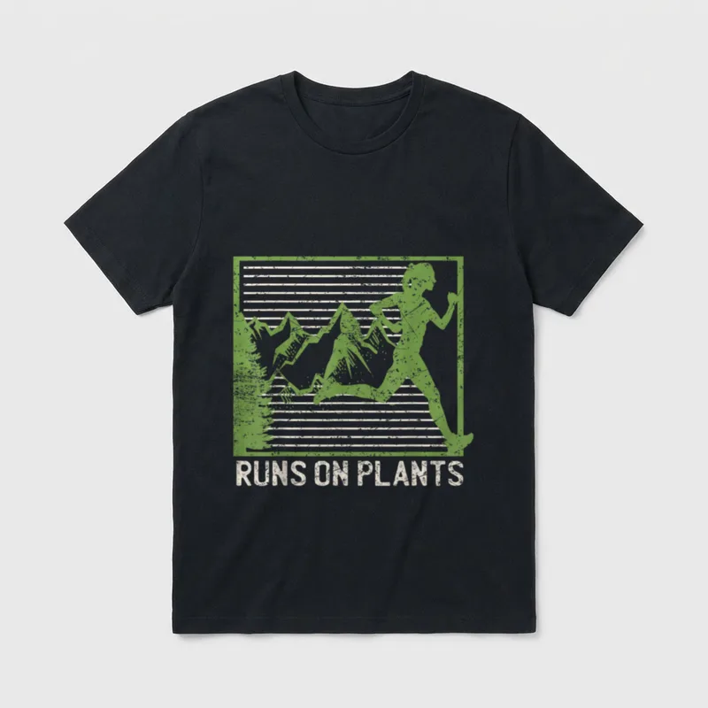 Funny Vegan Running Plan-Based T-Shirt – Classic T-Shirt in Black
