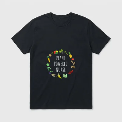 Plant Powered Nurse Vegetarian T-Shirt – Classic T-Shirt in Black