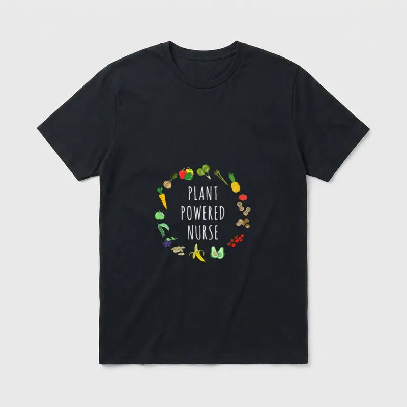 Plant Powered Nurse Vegetarian T-Shirt – Classic T-Shirt in Black