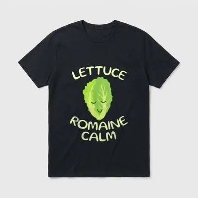 Vegan Lettuce Romaine Calm Funny T-Shirt – Classic T-Shirt in Black