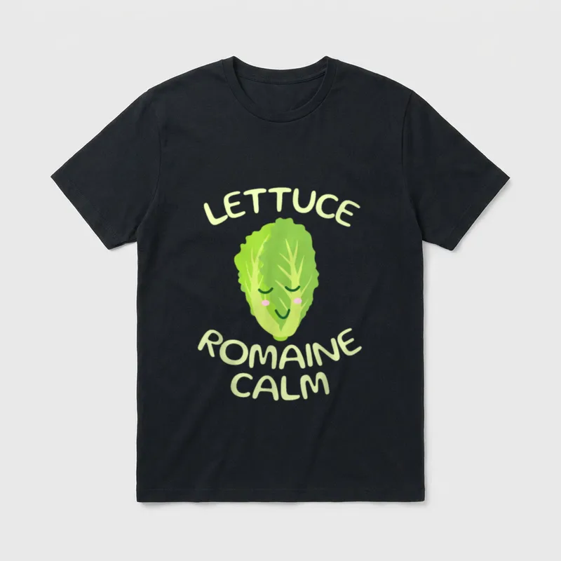 Vegan Lettuce Romaine Calm Funny T-Shirt – Classic T-Shirt in Black