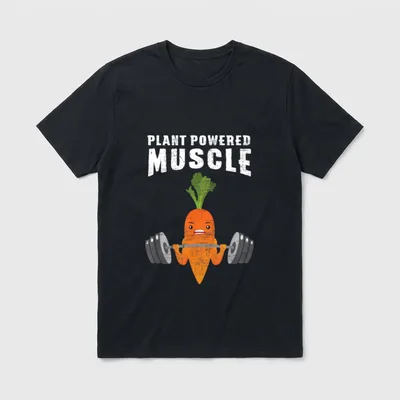 Plant Powered Muscles Funny T-Shirt – Classic T-Shirt in Black