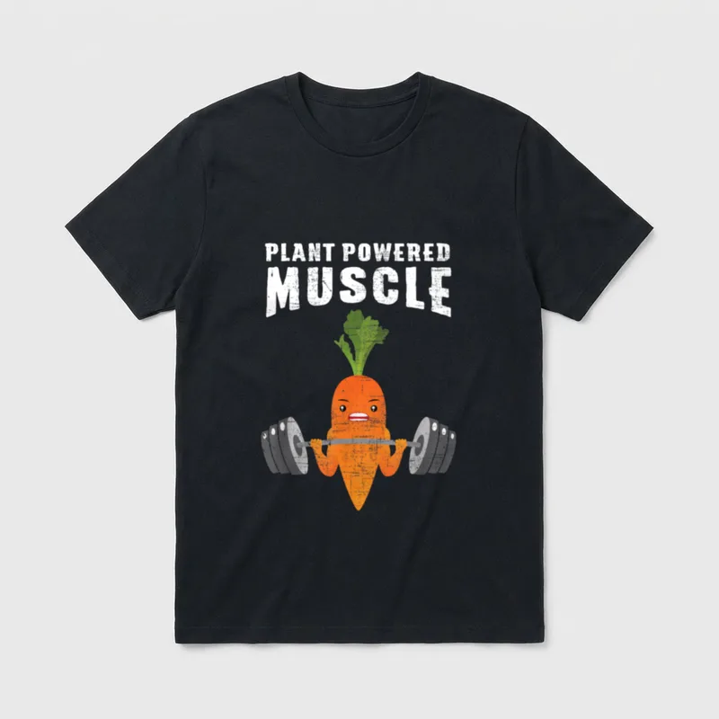Plant Powered Muscles Funny T-Shirt – Classic T-Shirt in Black