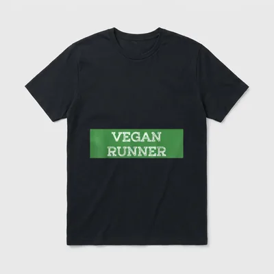 Vegan Runner Vegan Gym & Fitness Shirts T-Shirt – Green banner with white VEGAN RUNNER text – Classic T-Shirt in Black