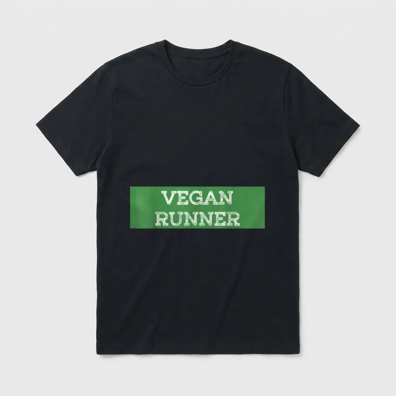 Vegan Runner Vegan Gym & Fitness Shirts T-Shirt – Green banner with white VEGAN RUNNER text – Classic T-Shirt in Black