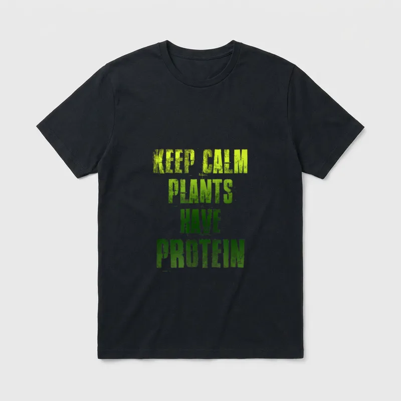 Keep Calm Plants Have Protein Gym T-Shirt – Classic T-Shirt in Black