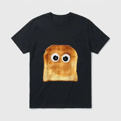 Googly Eye Toast Bread T-Shirt – Golden-brown slice of toast with two large googly eyes – Classic T-Shirt in Black