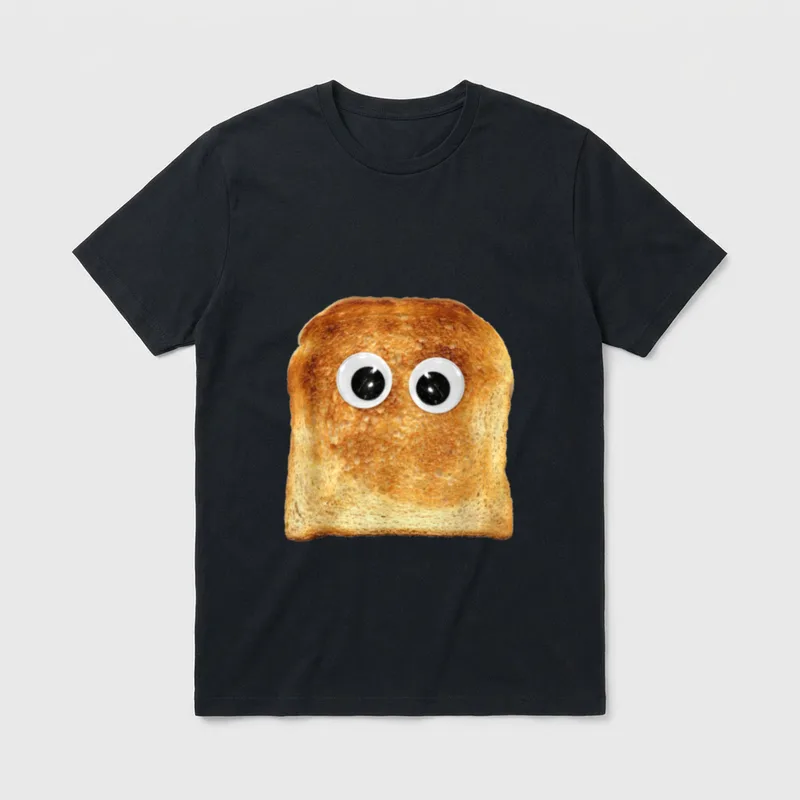 Googly Eye Toast Bread T-Shirt – Golden-brown slice of toast with two large googly eyes – Classic T-Shirt in Black