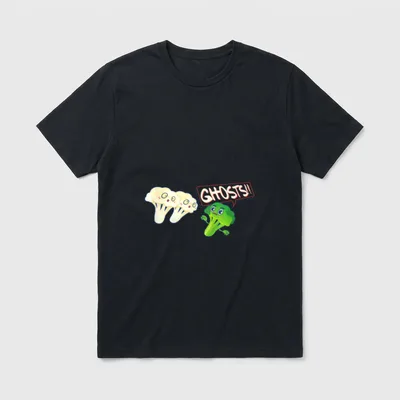 Ghosts with Broccoli Funny T-Shirt – Classic T-Shirt in Black