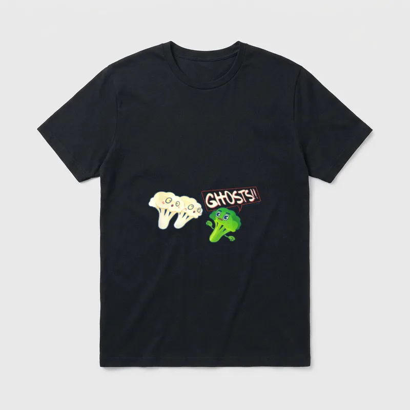 Ghosts with Broccoli Funny T-Shirt – Classic T-Shirt in Black