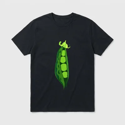 Green Peas Pea Pod T-Shirt – Open green pea pod showing four round peas inside – Classic T-Shirt in Black