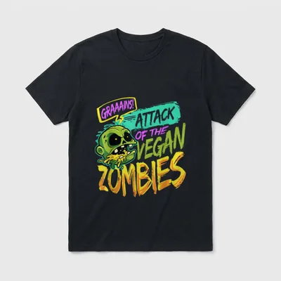 Attack Of The Vegan Zombies T-Shirt – Classic T-Shirt in Black