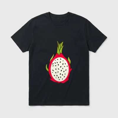 Dragon Fruit Fruit Funny T-Shirt – Cartoon dragon fruit with pink skin and black seeds – Classic T-Shirt in Black