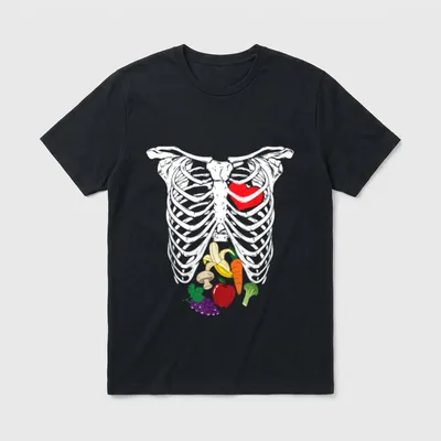 Halloween Skeleton Rib Cage T-Shirt – Classic T-Shirt in Black