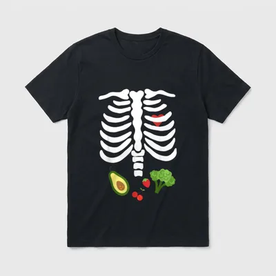 Halloween Skeleton Rib Funny T-Shirt – Classic T-Shirt in Black