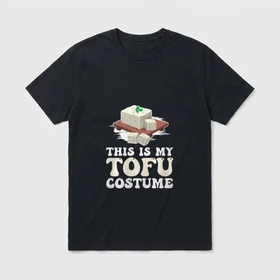 Funny Tofu Costume T-Shirt – Tofu block illustration with text THIS IS MY TOFU COSTUME – Classic T-Shirt in Black
