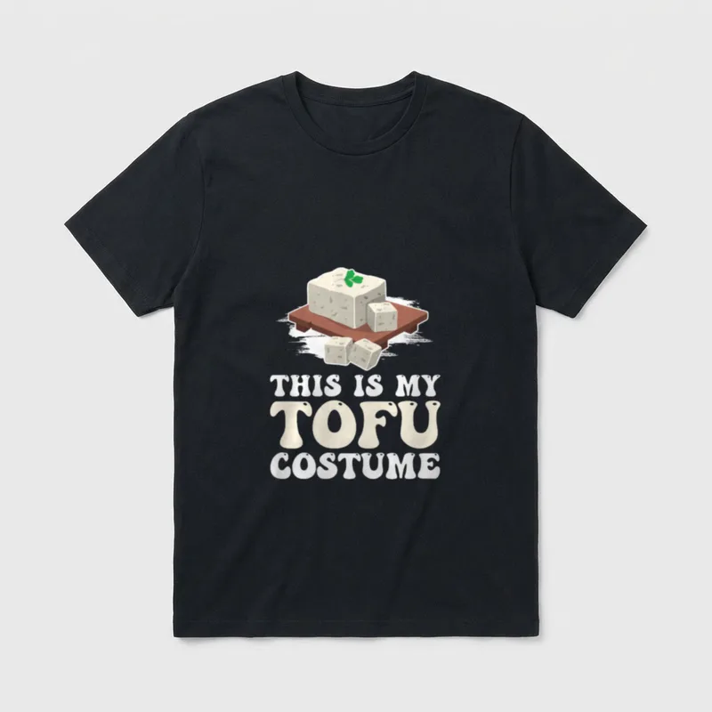 Funny Tofu Costume T-Shirt – Tofu block illustration with text THIS IS MY TOFU COSTUME – Classic T-Shirt in Black