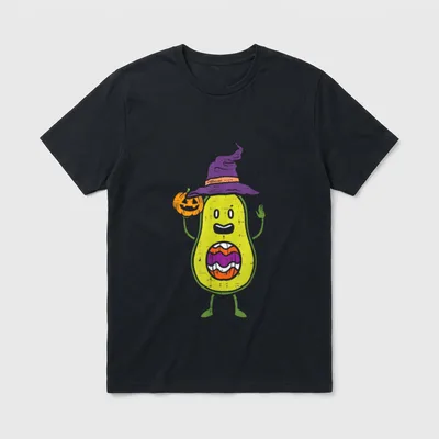 Halloween Avocado Witch Cute T-Shirt – Classic T-Shirt in Black