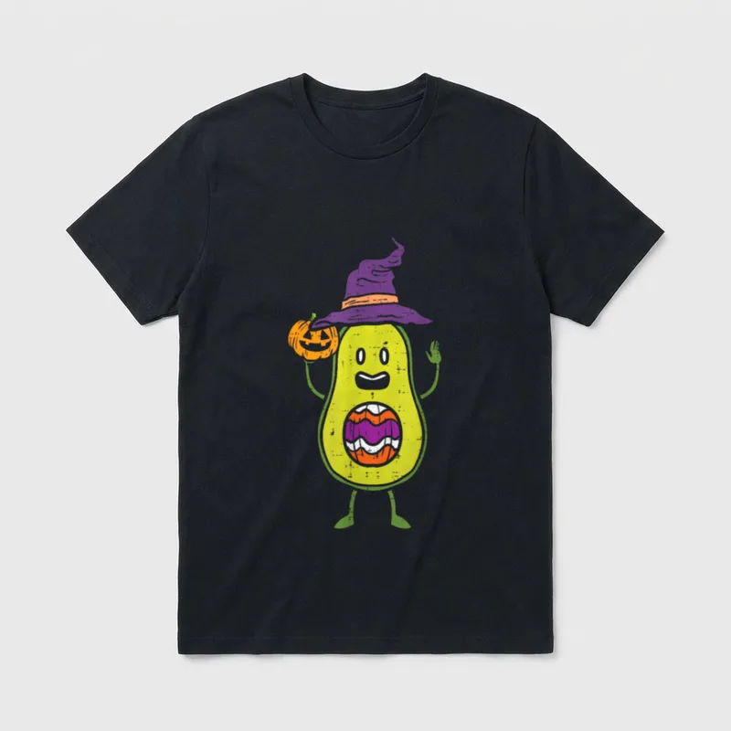Halloween Avocado Witch Cute T-Shirt – Classic T-Shirt in Black