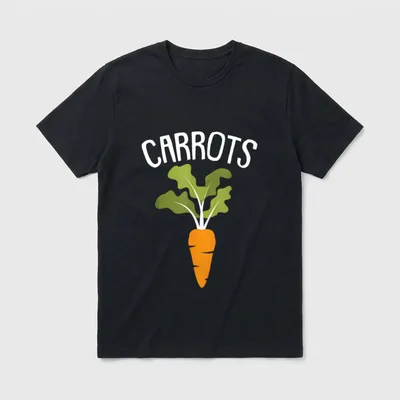 Carrots Lazy DIY Halloween T-Shirt – Orange carrot illustration with white text reading CARROTS – Classic T-Shirt in Black