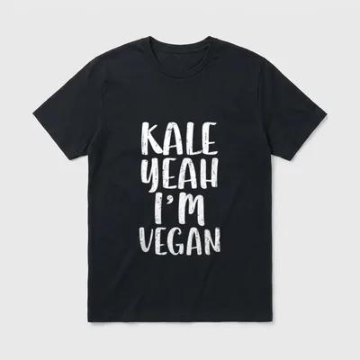 Kale Yeah I'm Vegan Men T-Shirt – White text reading Kale Yeah I'm Vegan on grey background – Classic T-Shirt in Black