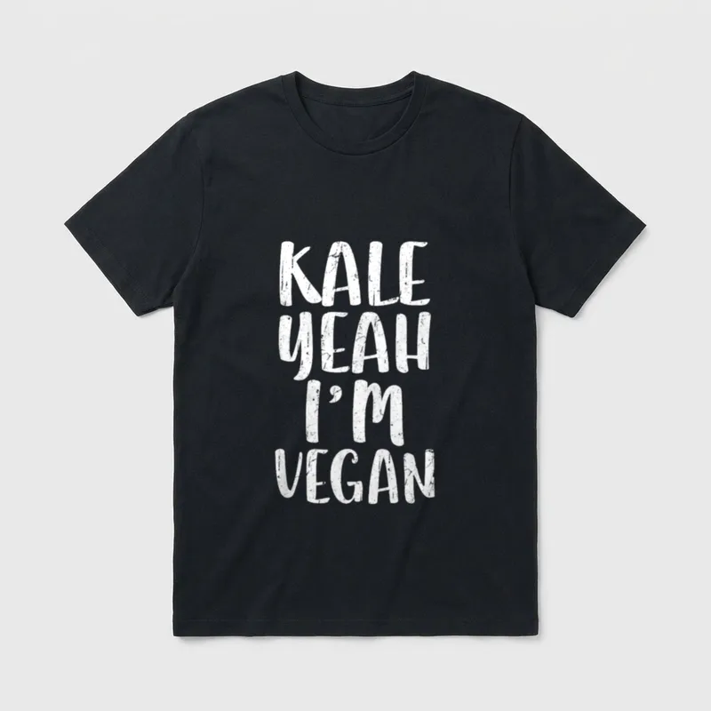 Kale Yeah I'm Vegan Men T-Shirt – White text reading Kale Yeah I'm Vegan on grey background – Classic T-Shirt in Black