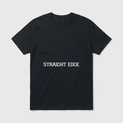 Straight Edge SXE Vegan T-Shirt – White block text reading STRAIGHT EDGE on a grey background – Classic T-Shirt in Black