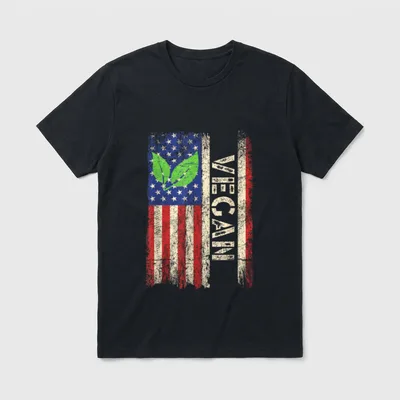 Vegan US American Flag Vegetarian T-Shirt – Classic T-Shirt in Black
