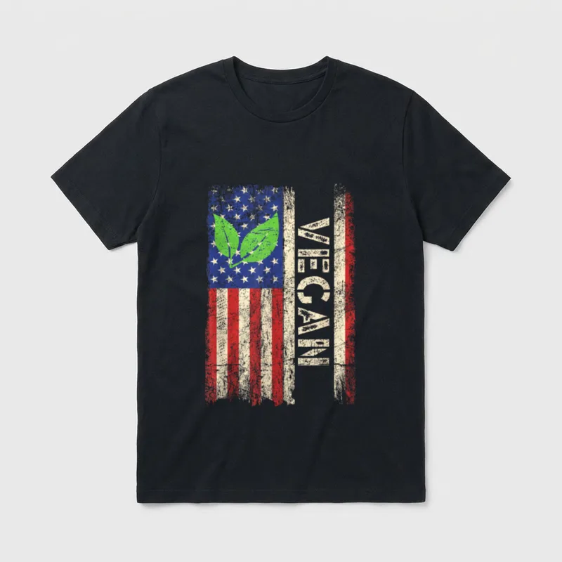 Vegan US American Flag Vegetarian T-Shirt – Classic T-Shirt in Black