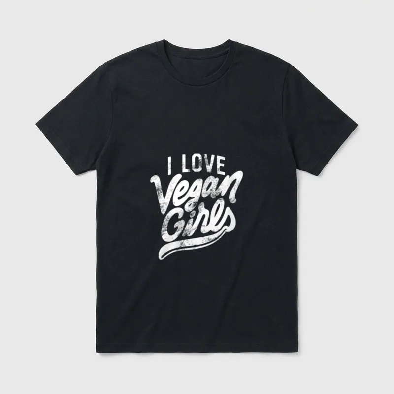 I Love Vegan Girls Vegan T-Shirt – Classic T-Shirt in Black