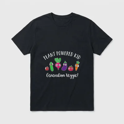 Plant Powered Kid Funny T-Shirt – Classic T-Shirt in Black