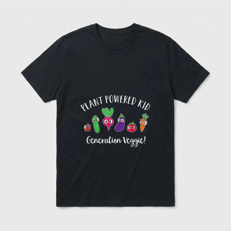 Plant Powered Kid Funny T-Shirt – Classic T-Shirt in Black