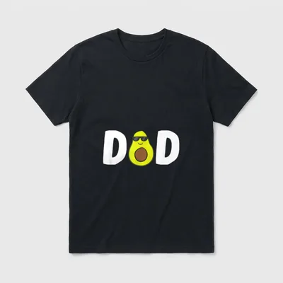 Funny Avocado Dad Guacamole T-Shirt – Cool avocado wearing sunglasses spelling DAD – Classic T-Shirt in Black