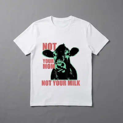 NOT YOUR MOM Vegan Mom & Dad Shirts T-Shirt – Cow silhouette with Not Your Mom Not Your Milk text – Classic T-Shirt in Black