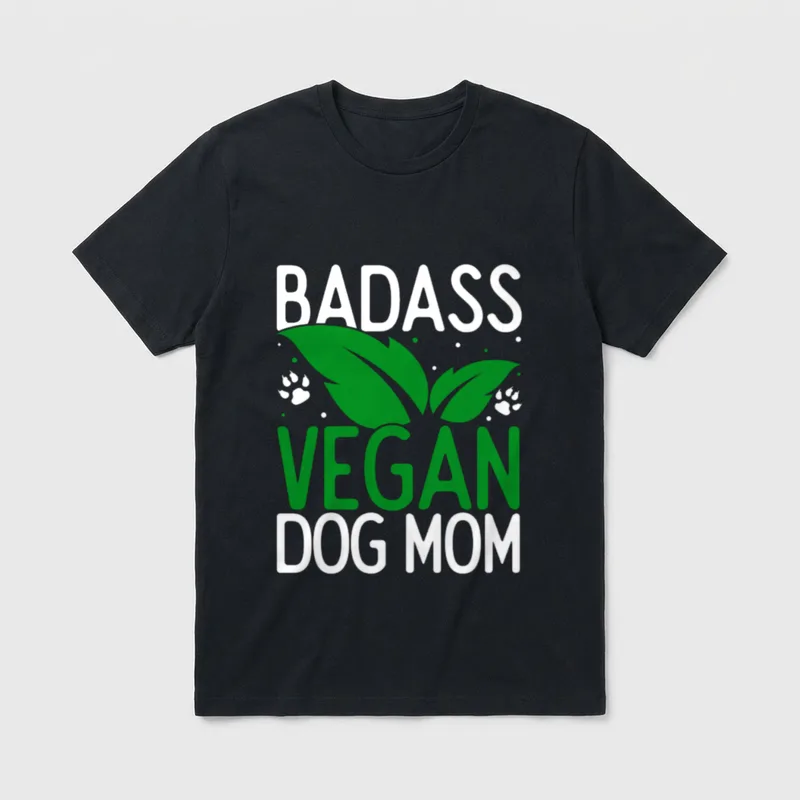 Badass Vegan Dog Mom Vegetarian T-Shirt – Classic T-Shirt in Black