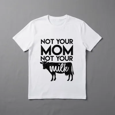 Animal Lover Vegan Designed T-Shirt – Not Your Mom Not Your Milk text with cow silhouette – Classic T-Shirt in Black