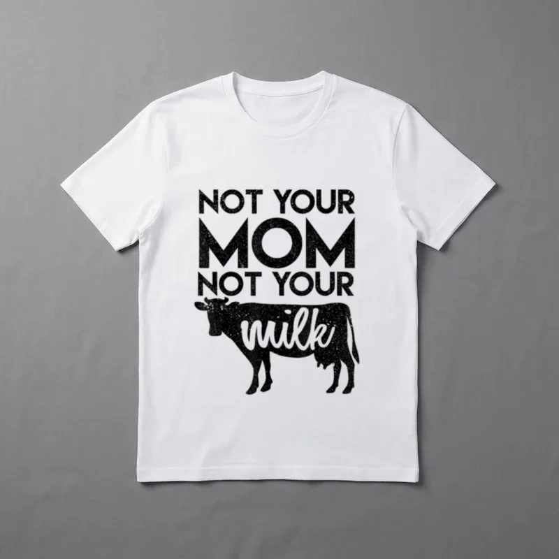 Animal Lover Vegan Designed T-Shirt – Not Your Mom Not Your Milk text with cow silhouette – Classic T-Shirt in Black