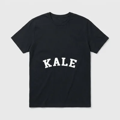 Kale University College Parody T-Shirt – KALE in white collegiate block letters – Classic T-Shirt in Black