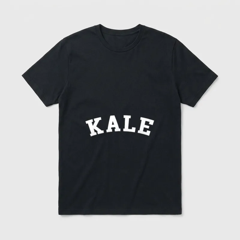 Kale University College Parody T-Shirt – KALE in white collegiate block letters – Classic T-Shirt in Black