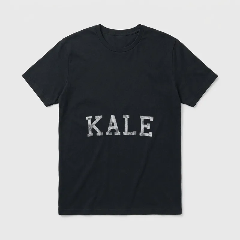 Retro Kale University Funny T-Shirt – KALE written in large distressed glitter letters – Classic T-Shirt in Black