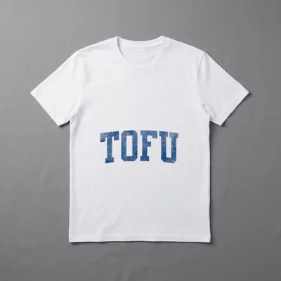 Tofu College Retro Soy T-Shirt – The word "TOFU" in large distressed blue block letters – Classic T-Shirt in Black