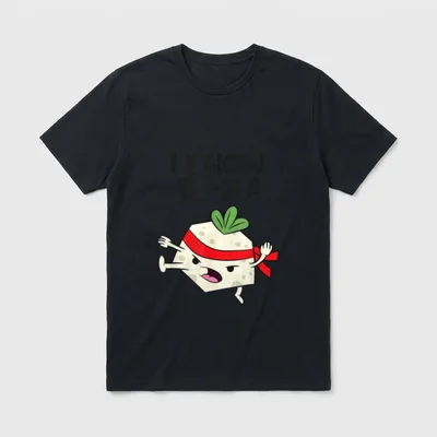 Funny Tofu Vegan I Know T-Shirt – I KNOW TO-FU! with cartoon tofu character – Classic T-Shirt in Black