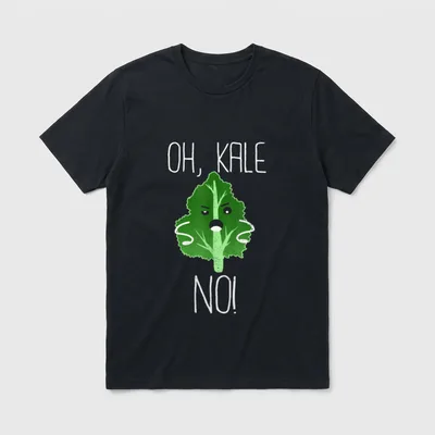 Oh Kale No Vegan design T-Shirt – OH, KALE NO! with a cartoon kale leaf character – Classic T-Shirt in Black