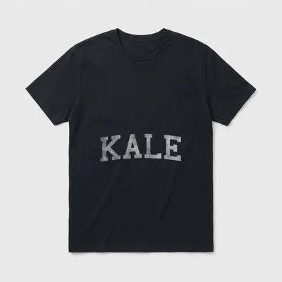 Vintage Kale University T-Shirt – Distressed KALE text in vintage varsity font on grey background – Classic T-Shirt in Black
