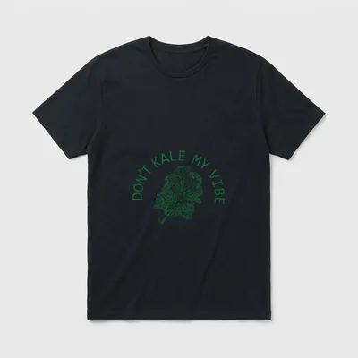 Funny Don't Kale T-Shirt – Green kale leaf illustration with arched text DON'T KALE MY VIBE – Classic T-Shirt in Black