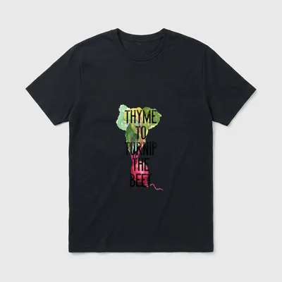 Beet Lovers Fruit vegetables T-Shirt – Watercolor beet with text Thyme to Turnip the Beet – Classic T-Shirt in Black
