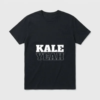 Kale Yeah Funny for Men T-Shirt – White block text reading KALE YEAH on a grey background – Classic T-Shirt in Black