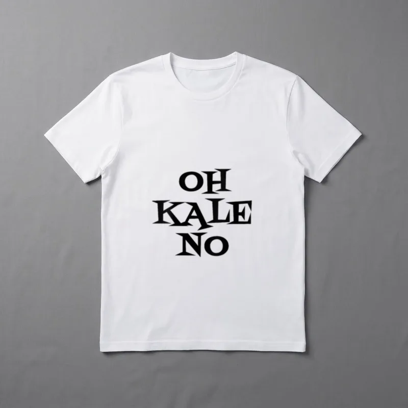 Oh Kale No Funny T-Shirt – Gothic font text reading OH KALE NO stacked vertically – Classic T-Shirt in Black